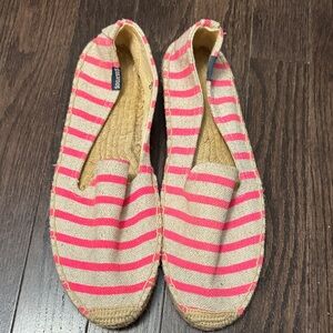 Soludos Pink and Tan Striped Espadrilles